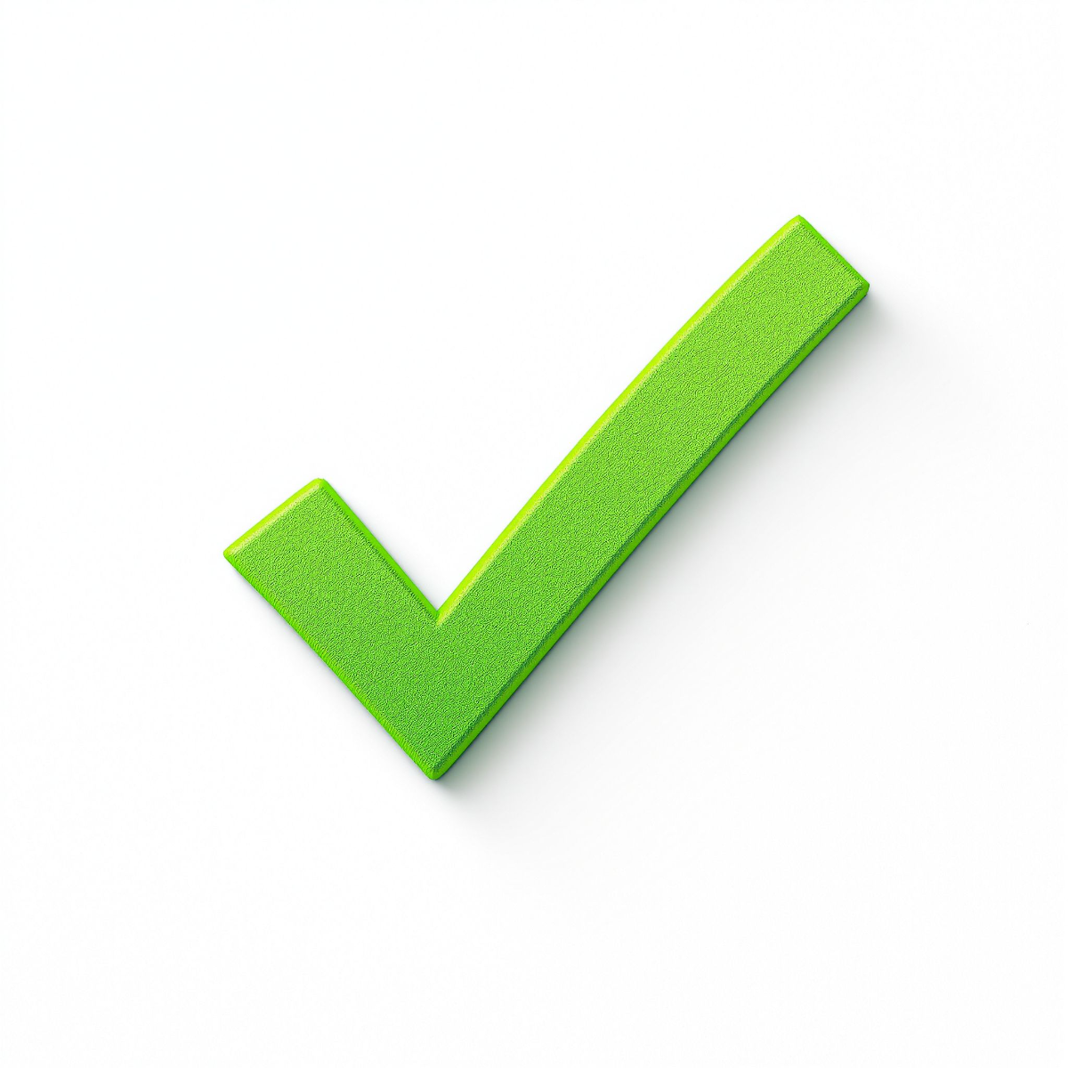 Green check mark on a white background.