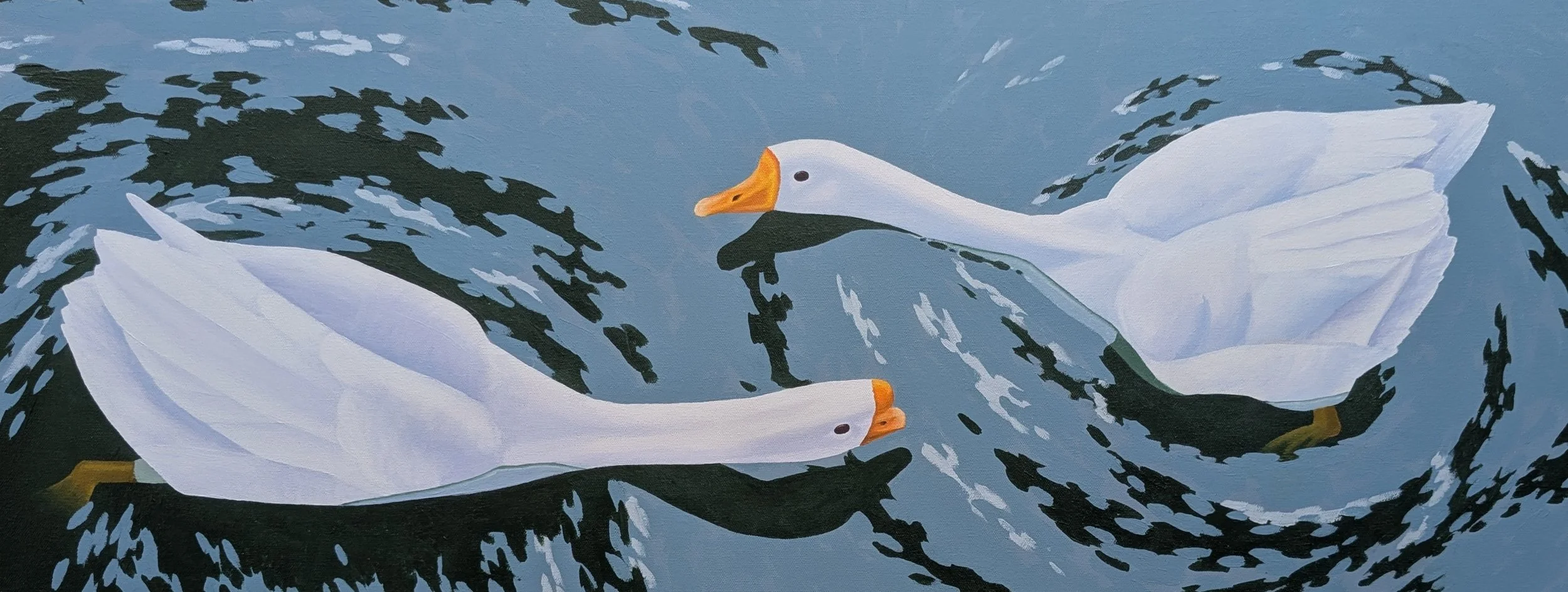 Geese Outside the Vegan Restaurant
Acrylic on Canvas
40x16