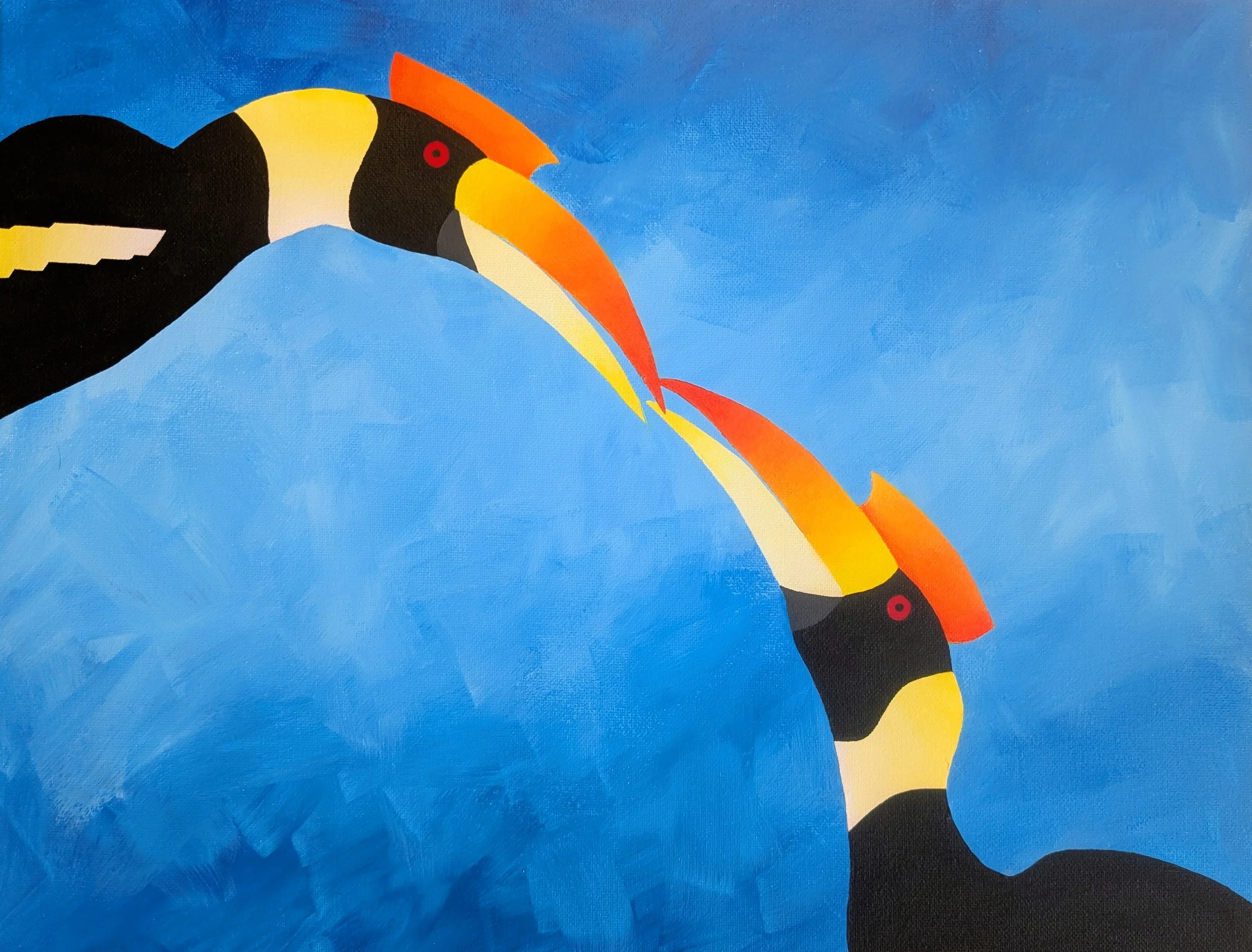 Great Hornbill Interaction
Acrylic on Canvas
18x14