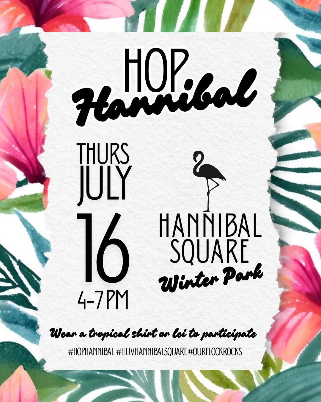 Today&rsquo;s the day! 🌴🦩

Hop Hannibal is happening today from 4&ndash;7pm in Hannibal Square!

Come hungry, come curious, and come ready for great conversations. Explore local businesses, enjoy delicious food, and soak up the community spirit.

W