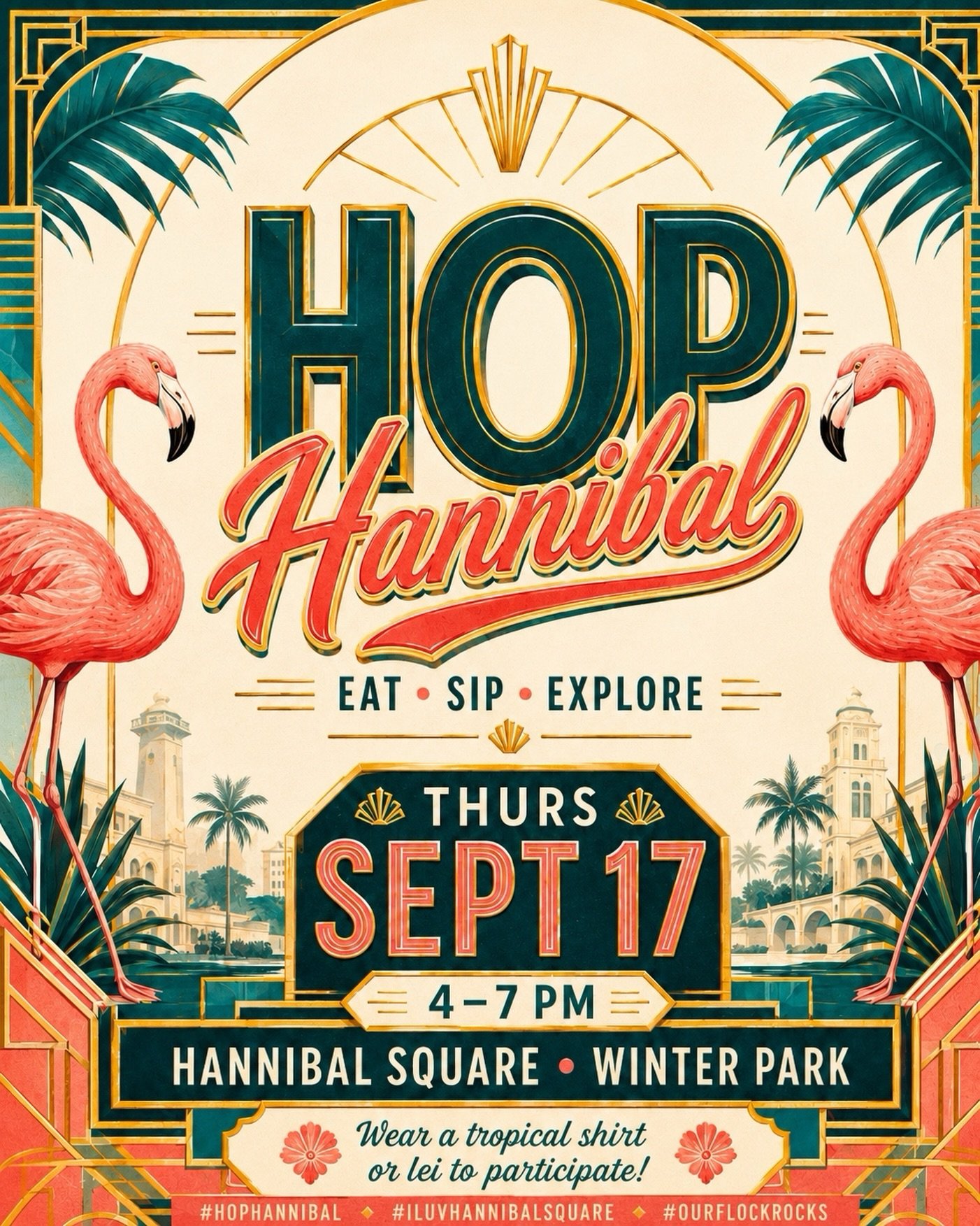 Your September plans just got a little more tropical 🦩🌴

Join us Thursday, September 17 from 4&ndash;7pm for Hop Hannibal in Hannibal Square.

Eat something delicious. Sip something refreshing. Explore local businesses. Share a conversation. Discov