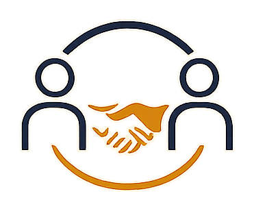 Illustration of two figures shaking hands inside a circle, representing agreement or cooperation.