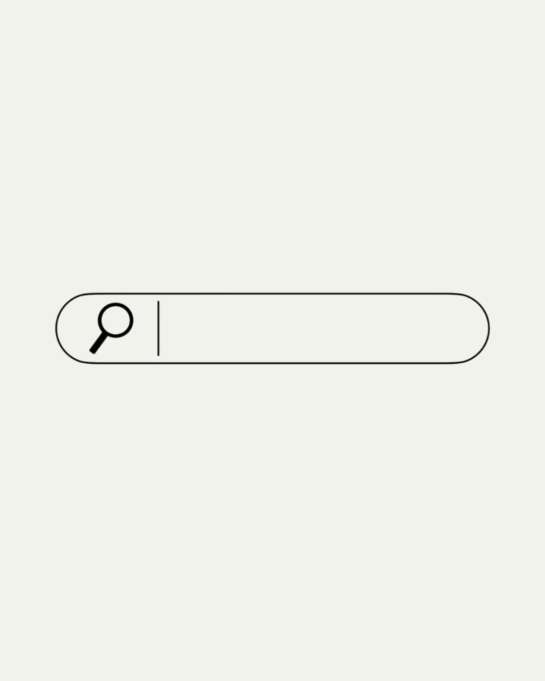 Empty search bar with a magnifying glass icon on the left side, on a plain light background.