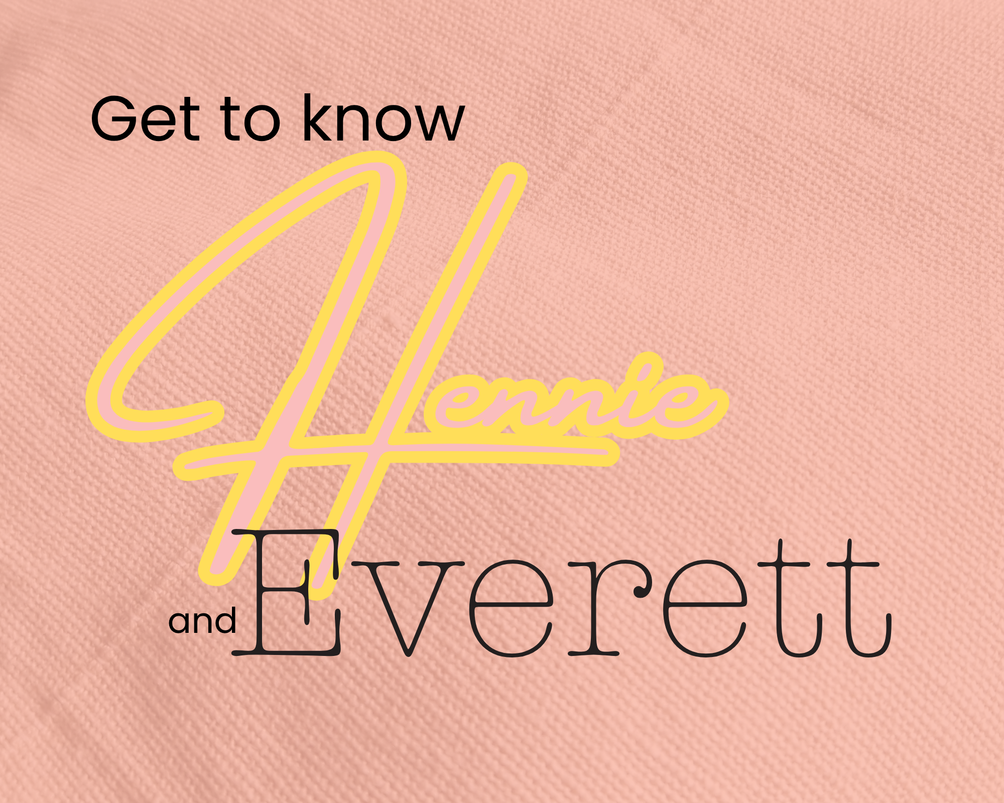 Close-up of a pink textured background with the text 'Get to know' in large black letters, 'Lennie' in yellow cursive, and some of the word 'Interview' in black.