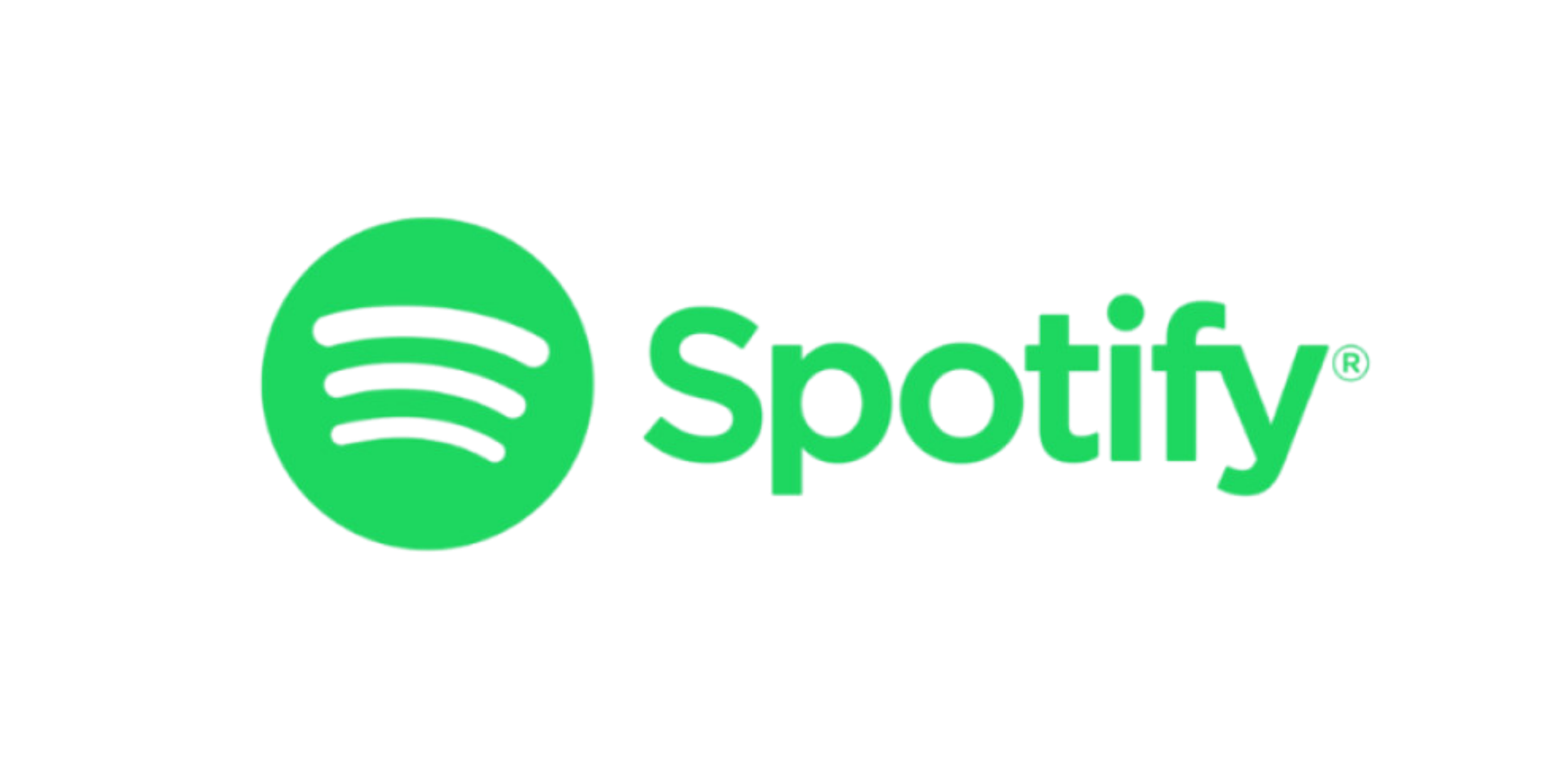 Green Spotify logo with the word 'Spotify' next to it.