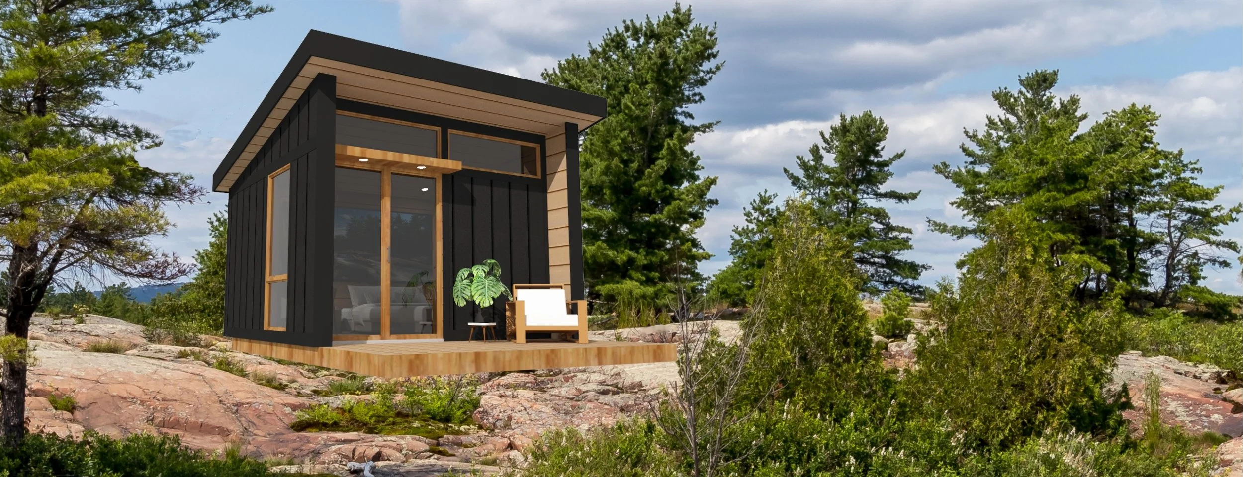 modern bunkie, guest accomodations, with deck, muskoka