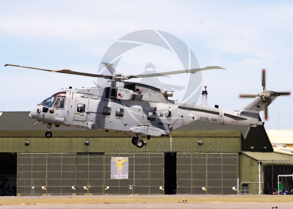 Royal Navy Merlin HC4 Lifting off from RNAS Yeovilton, (ZJ137 - 'W')