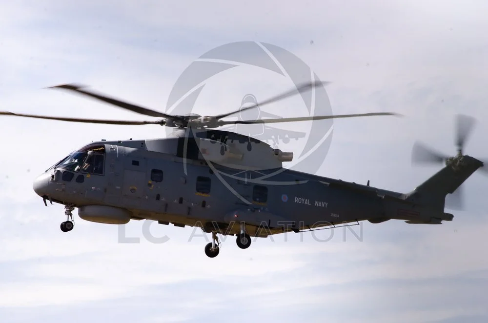 Royal Navy Merlin Mk2 Departing RNAS Yeovilton, (ZJ824)