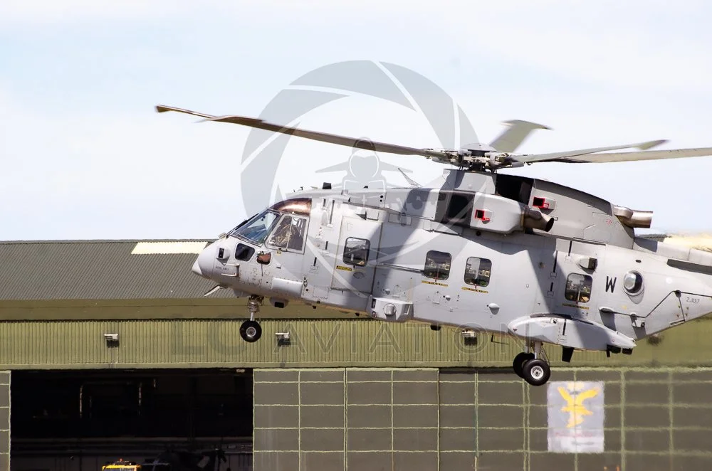 Royal Navy Merlin HC4 Lifting off from RNAS Yeovilton, (ZJ137 - 'W')