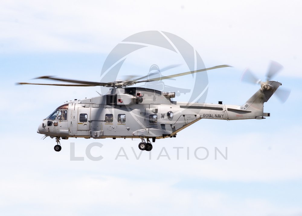 Royal Navy Merlin HC4 Departing RNAS Yeovilton, (ZJ137 - 'W')