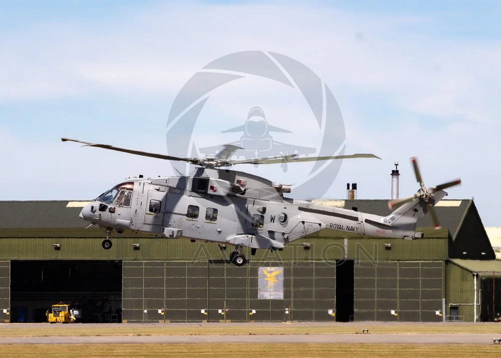 Royal Navy Merlin HC4 Lifting off from RNAS Yeovilton, (ZJ137 - 'W')
