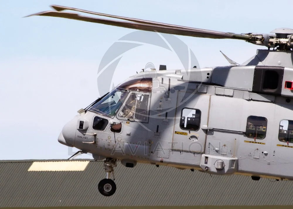 Royal Navy Merlin HC4 Lifting off from RNAS Yeovilton, (ZJ137 - 'W')