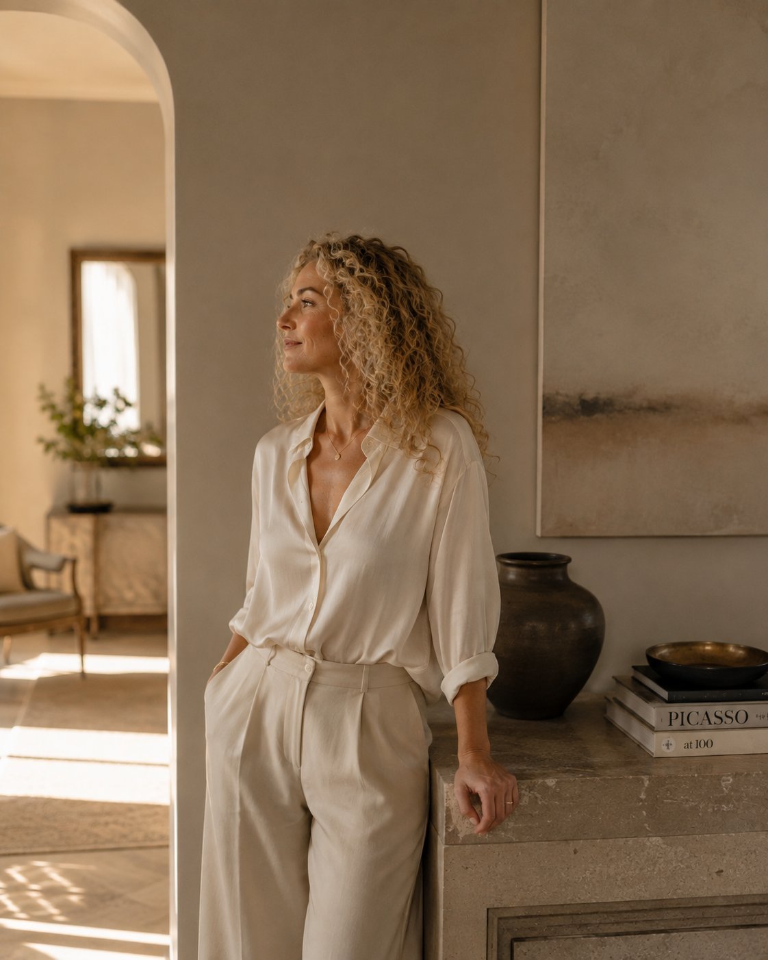 Confident mature woman embodying boundaries and feminine leadership.