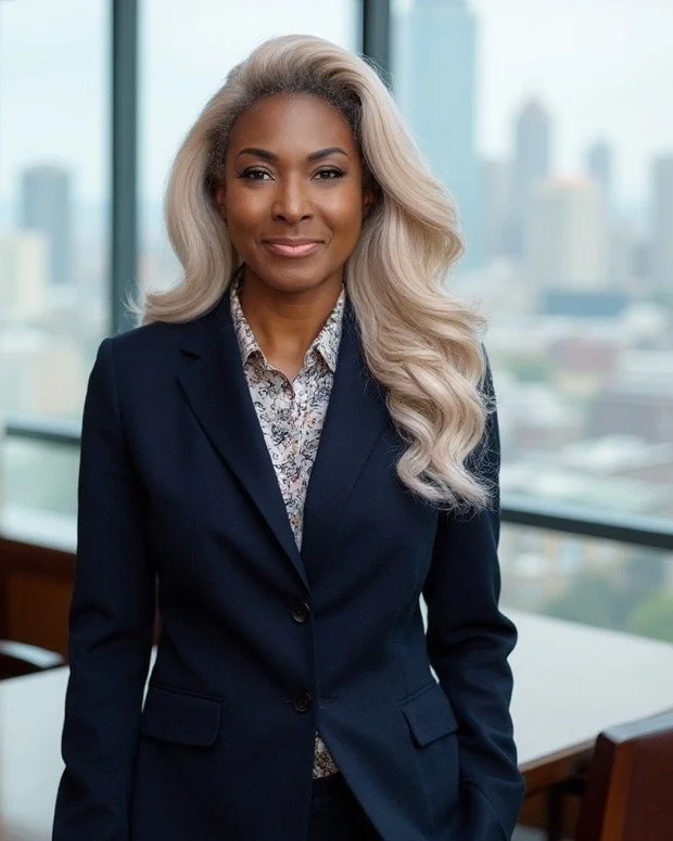 Storm Cattoché, Founder and Principal of StormLife, in a boardroom overlooking a city skyline.