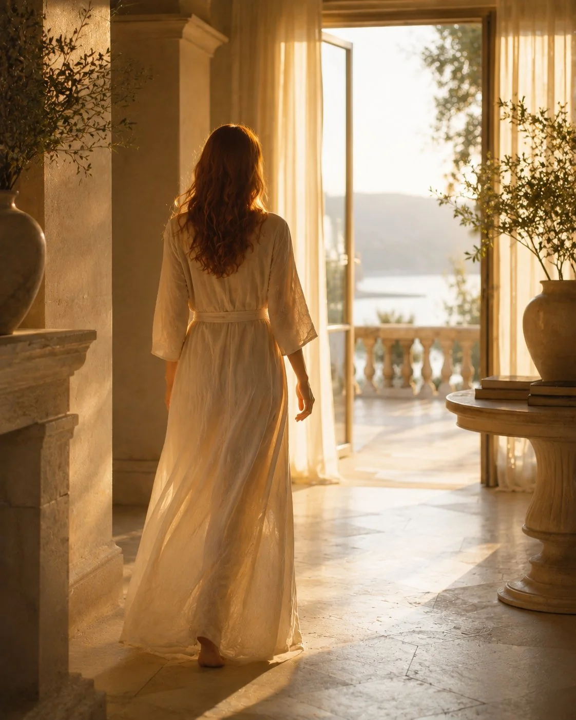 A woman moving gracefully through a light-filled home, living beautifully in her ordinary day.