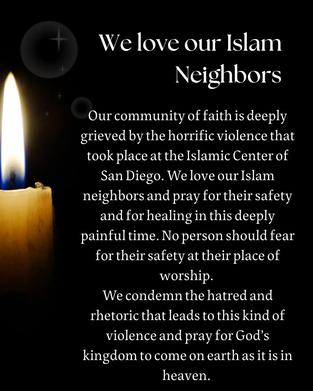 We pray for God&rsquo;s Kingdom to come. We pray for our Islam Neighbors.
