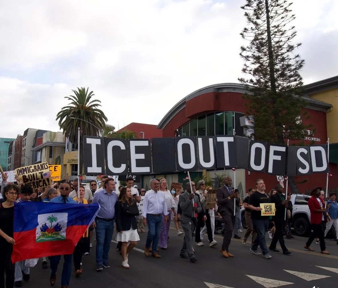 We stand with the Haitian Community 🇭🇹 and all the folks in City Heights and demand ICE out of school zones. All people deserve dignity, safety, and not to be separated from their families. Especially our children.