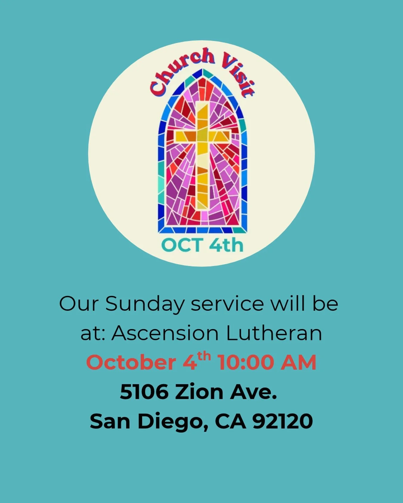 This Sunday! We join in worship with @ascensionsandiego See you there at 10am! Bring a chair and a potluck dish 🥘