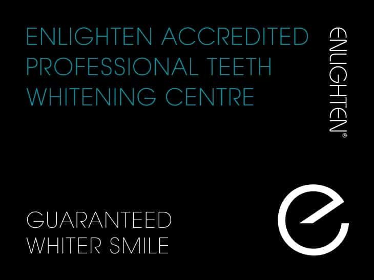 Advertisement for Enlighten Accredited Professional Teeth Whitening Centre, promising a guaranteed whiter smile.