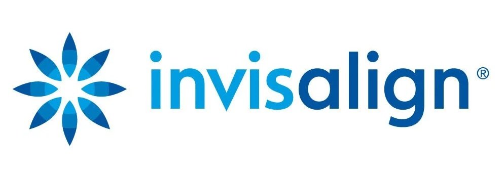 Invisalign logo featuring a stylized blue flower to the left of the brand name in blue lowercase letters.
