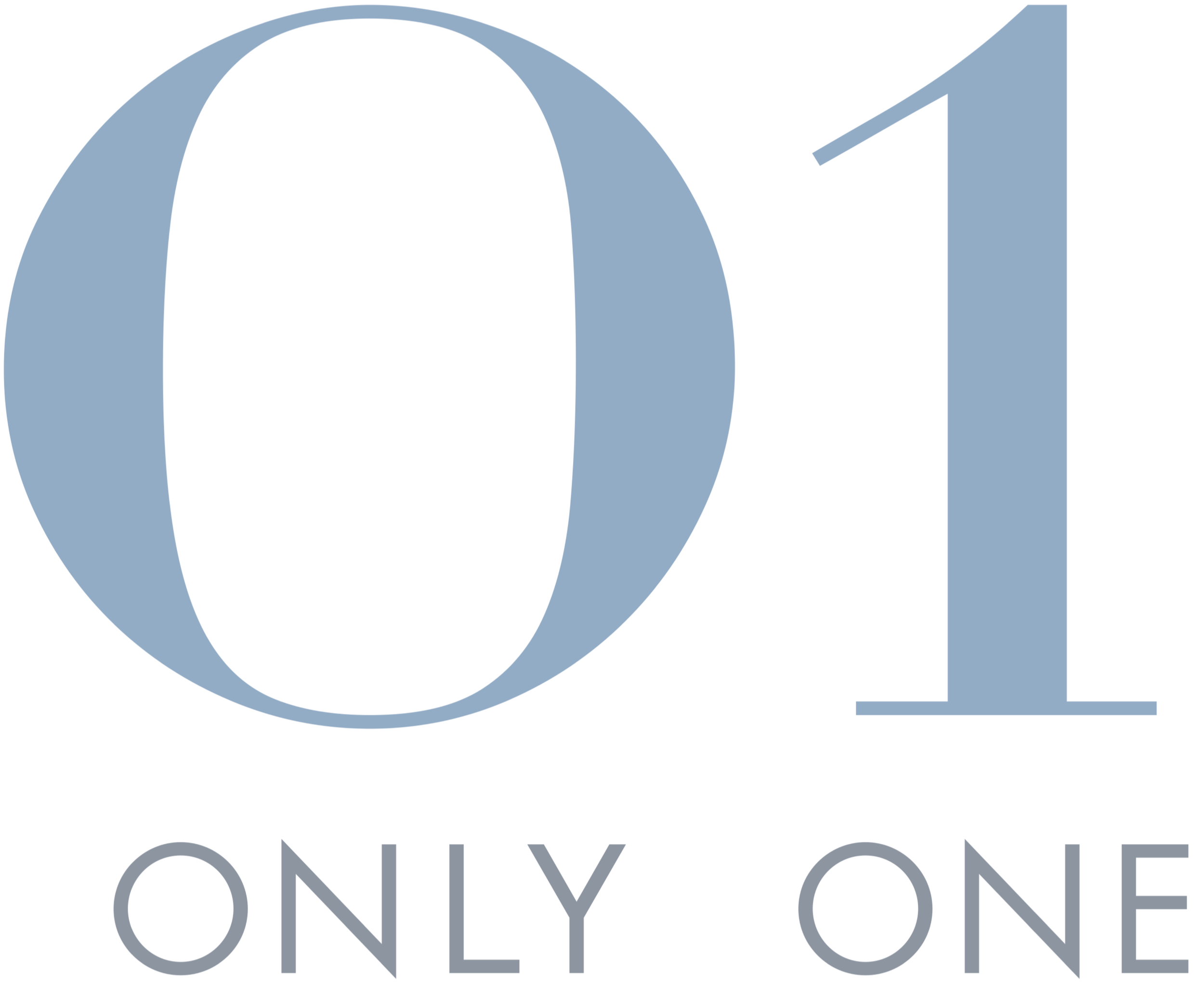The Only One Clinic Logo. The image features a large, stylized number 01 in a light blue color, with the text 'ONLY ONE' underneath it.