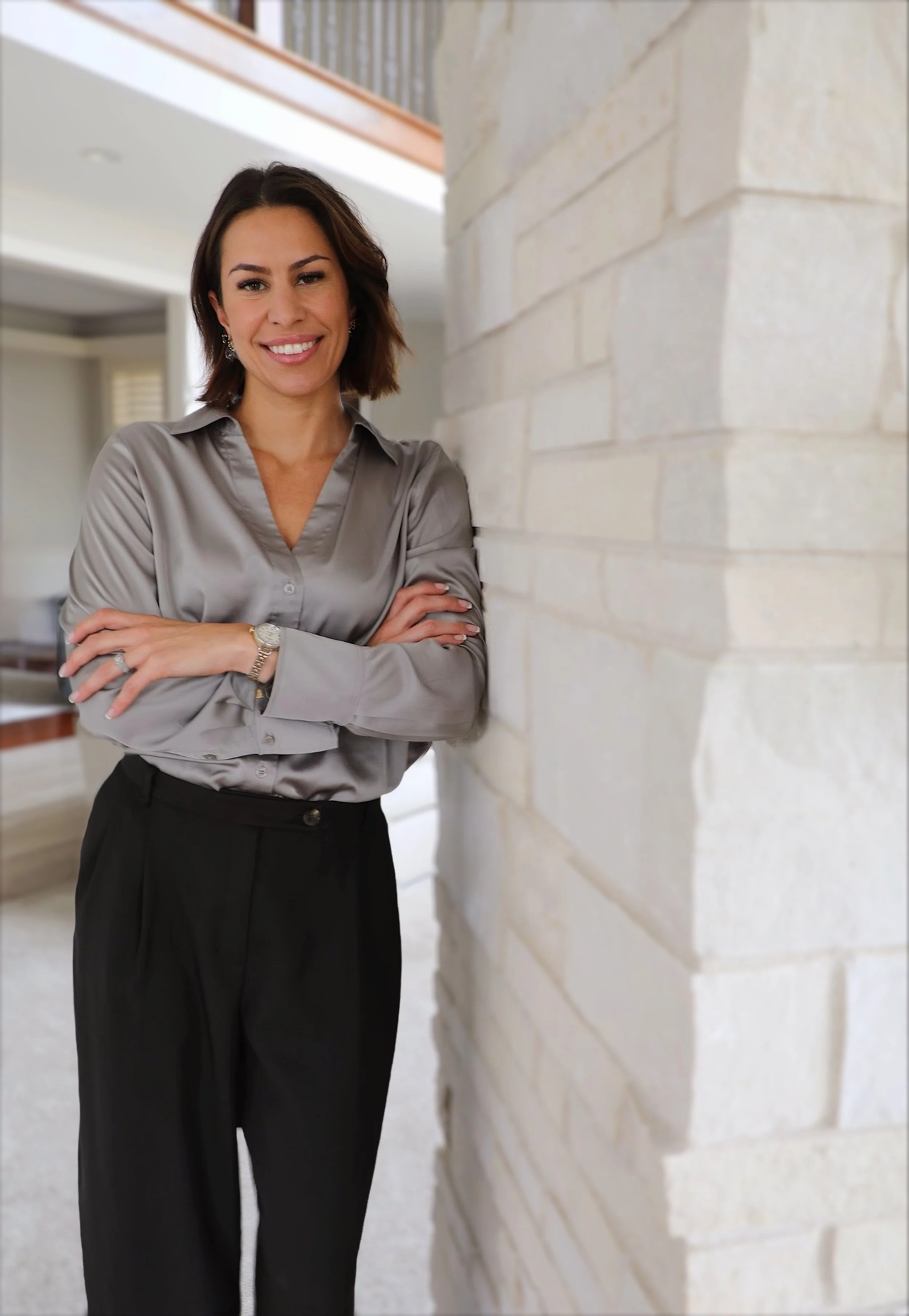 Real estate agent standing in home