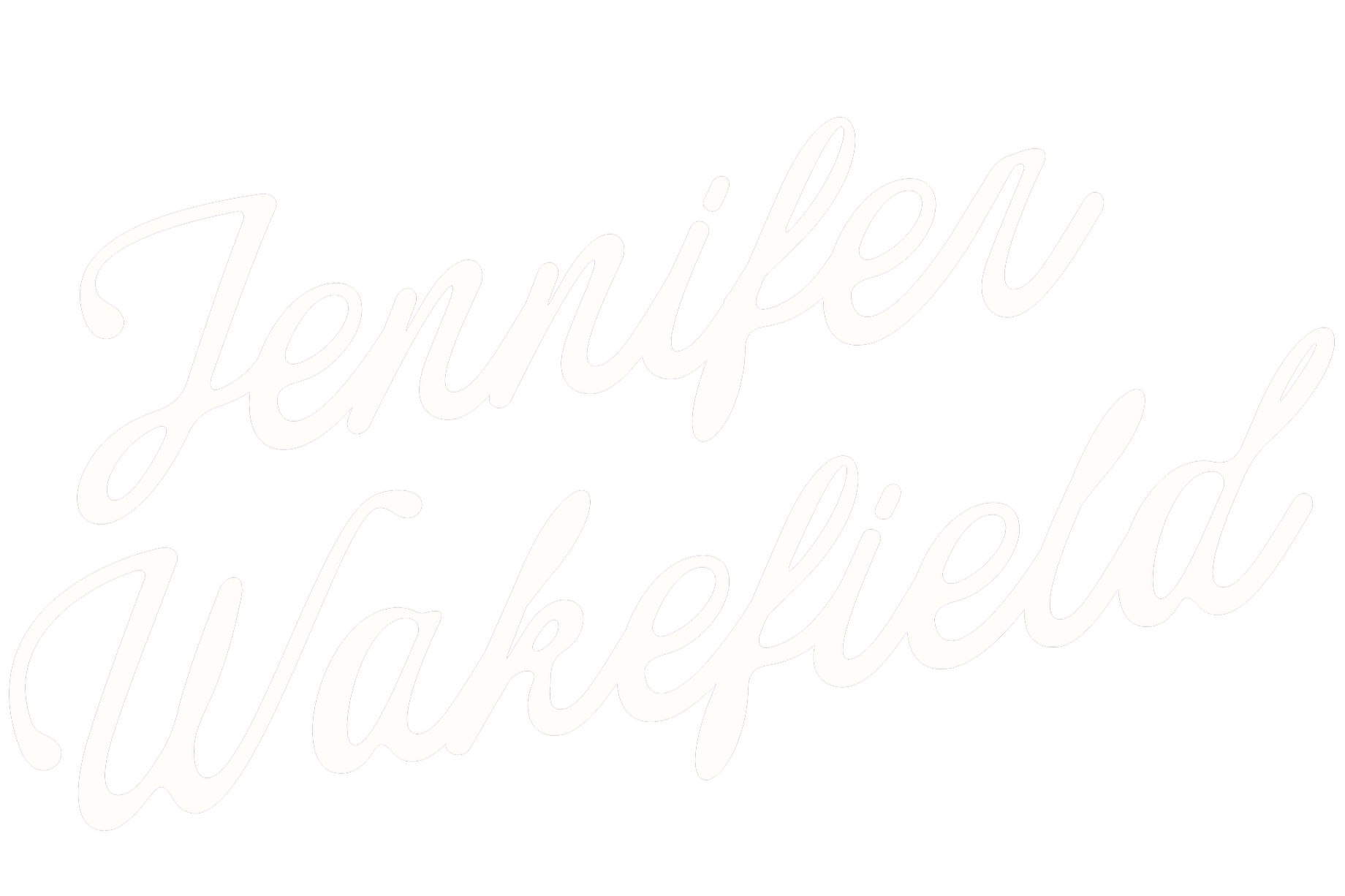 White cursive lettering spelling “Jennifer Wakefield”
