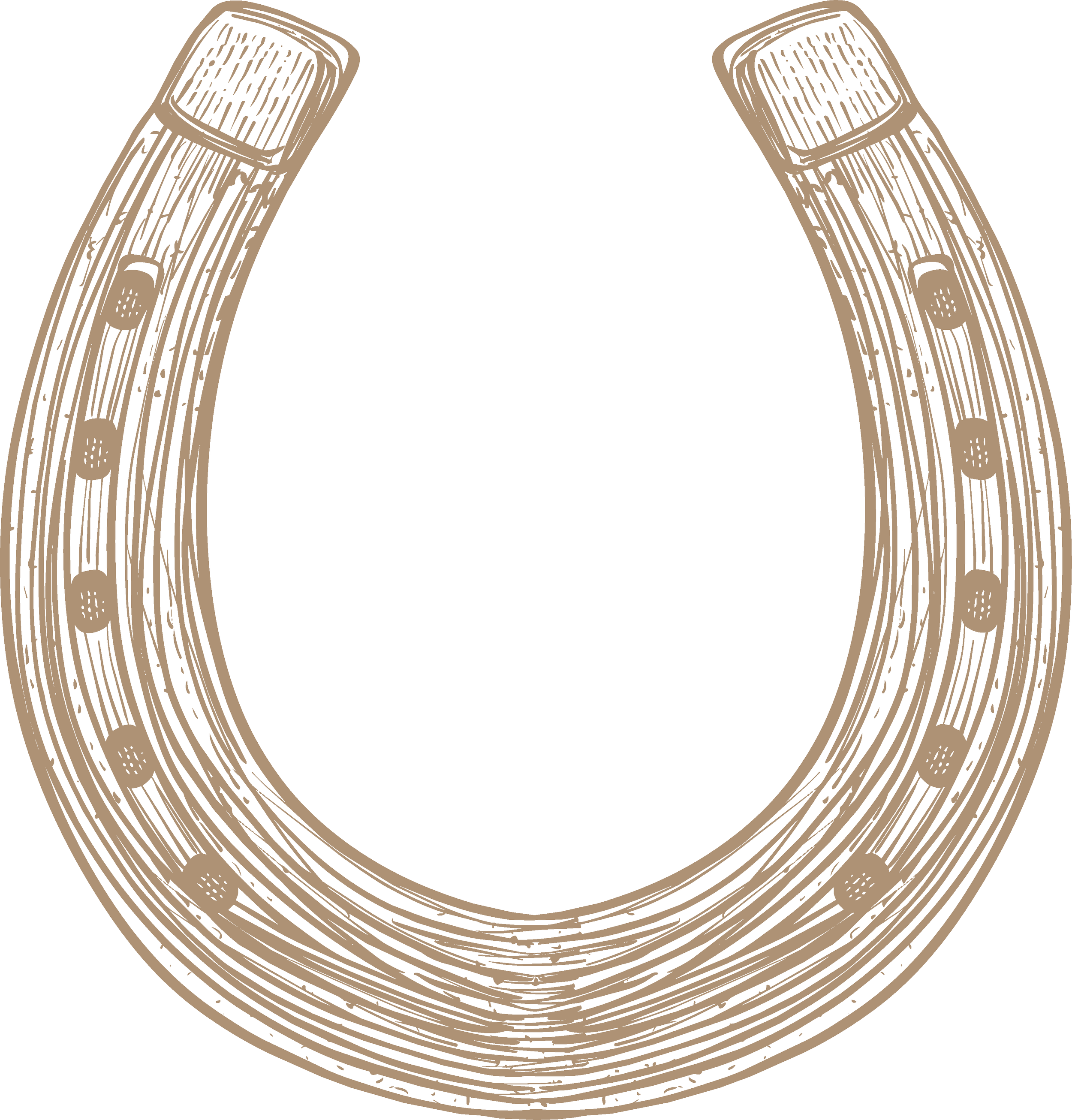 Decorative tan horseshoe-shaped woodgrain border on a black background