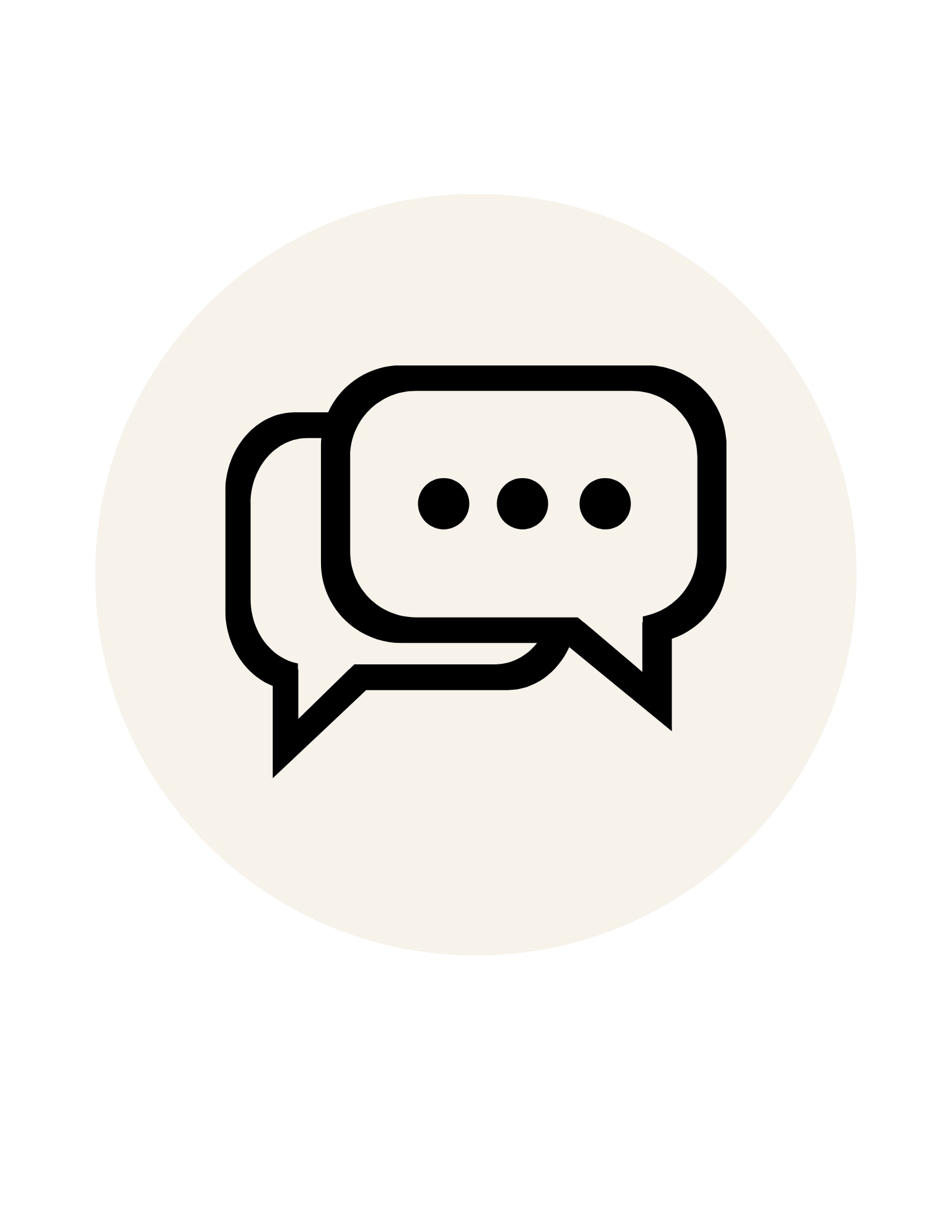 Speech bubble with three dots inside, symbolizing chat or conversation.