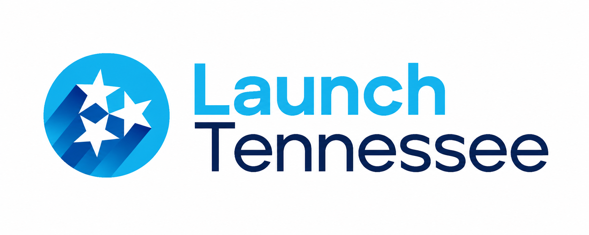 Launch Tennessee logo with blue circle and white stars on the left, and the text "Launch Tennessee" in blue and navy font.