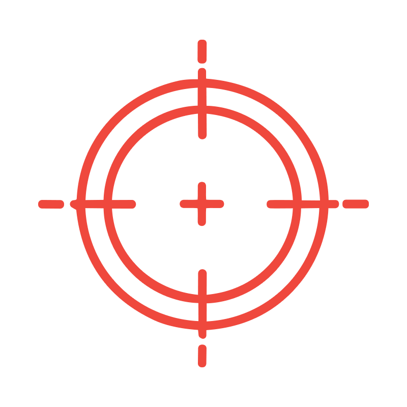 Red crosshairs or targeting scope on a black background.