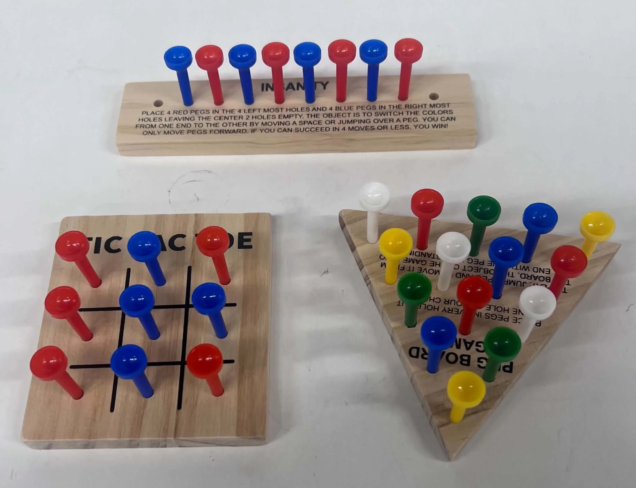 Classic Wooden Peg Game Set - 3 Pack