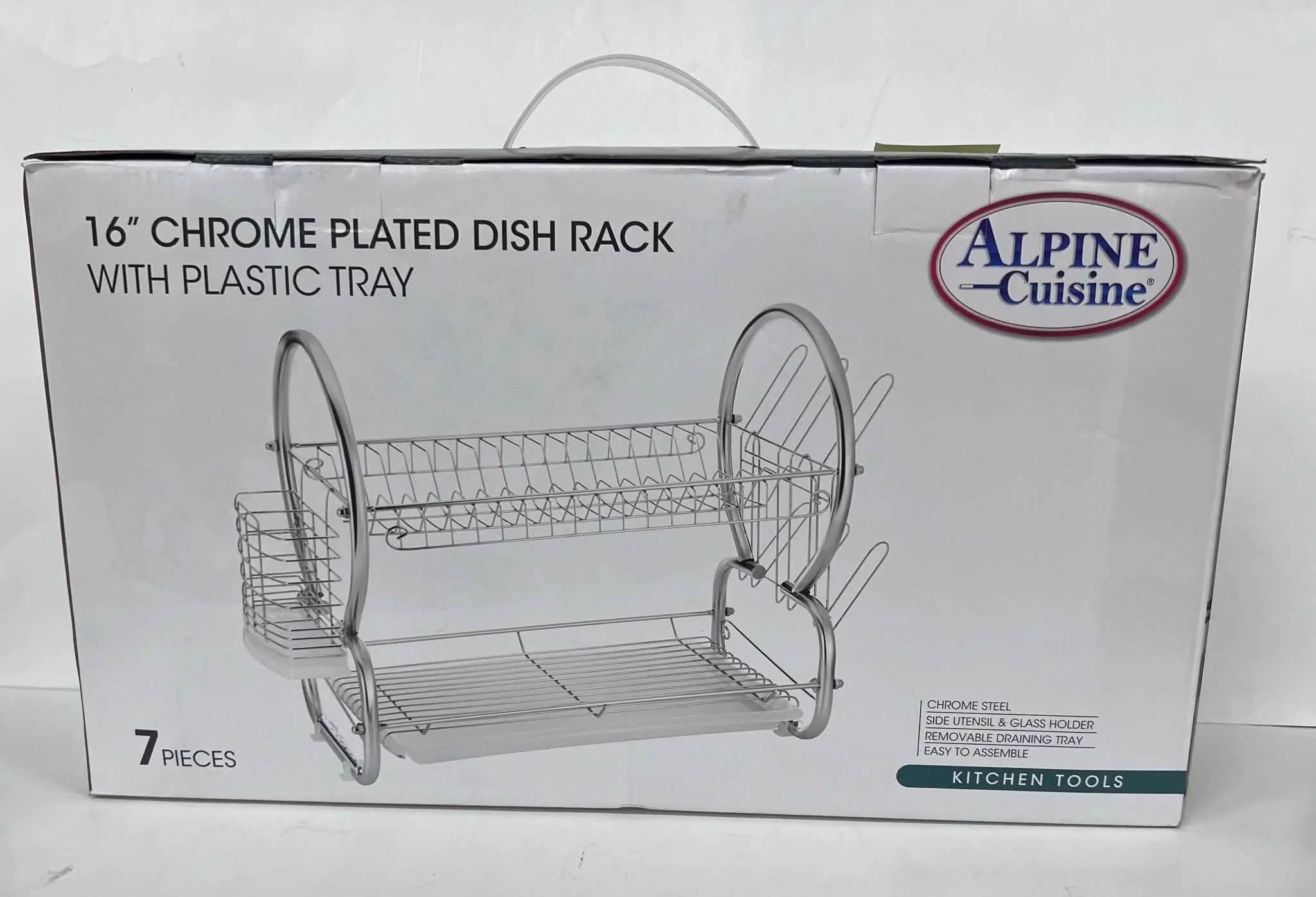 Alpine Cuisine 16" Chrome-Plated Dish Rack with Plastic Tray