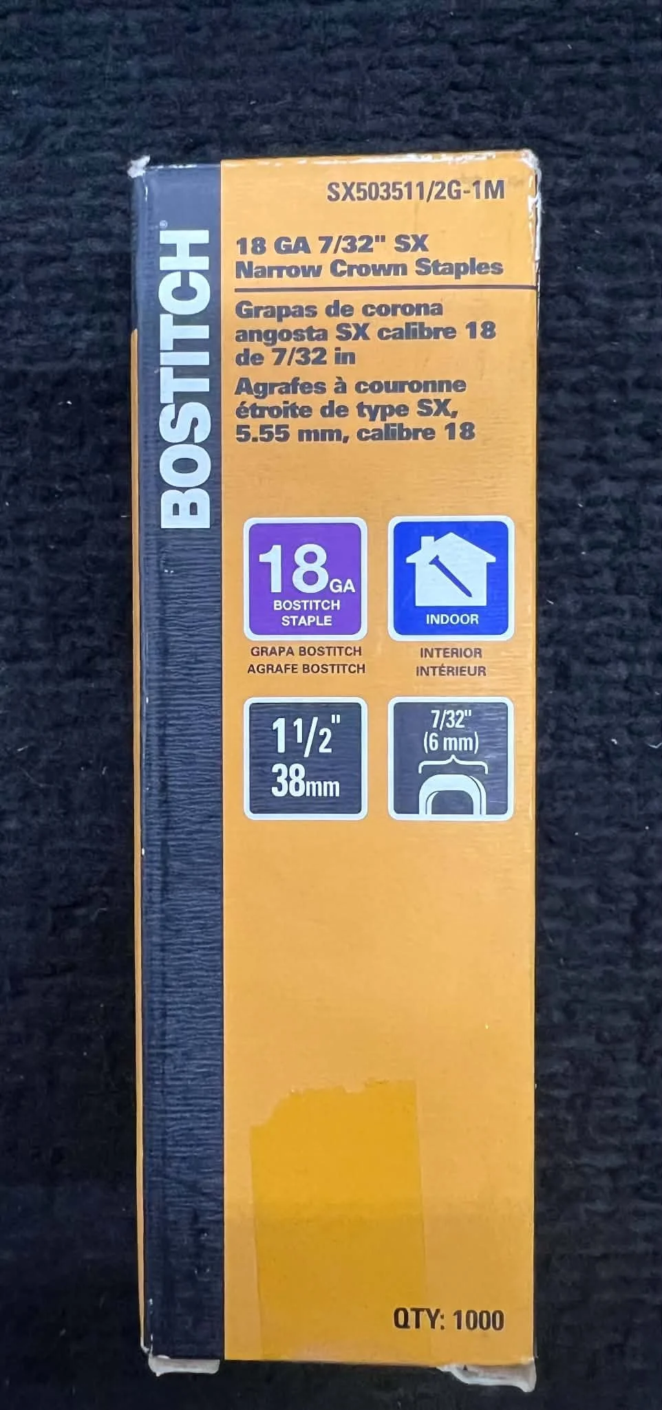 Bostitch 18 GA 7/32" Narrow Crown Staples