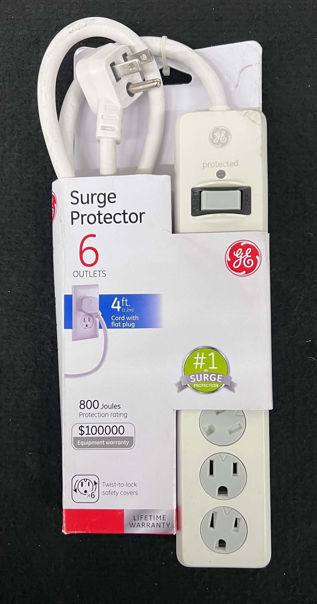 GE 6-Outlet Surge Protector with 4 ft Cord
