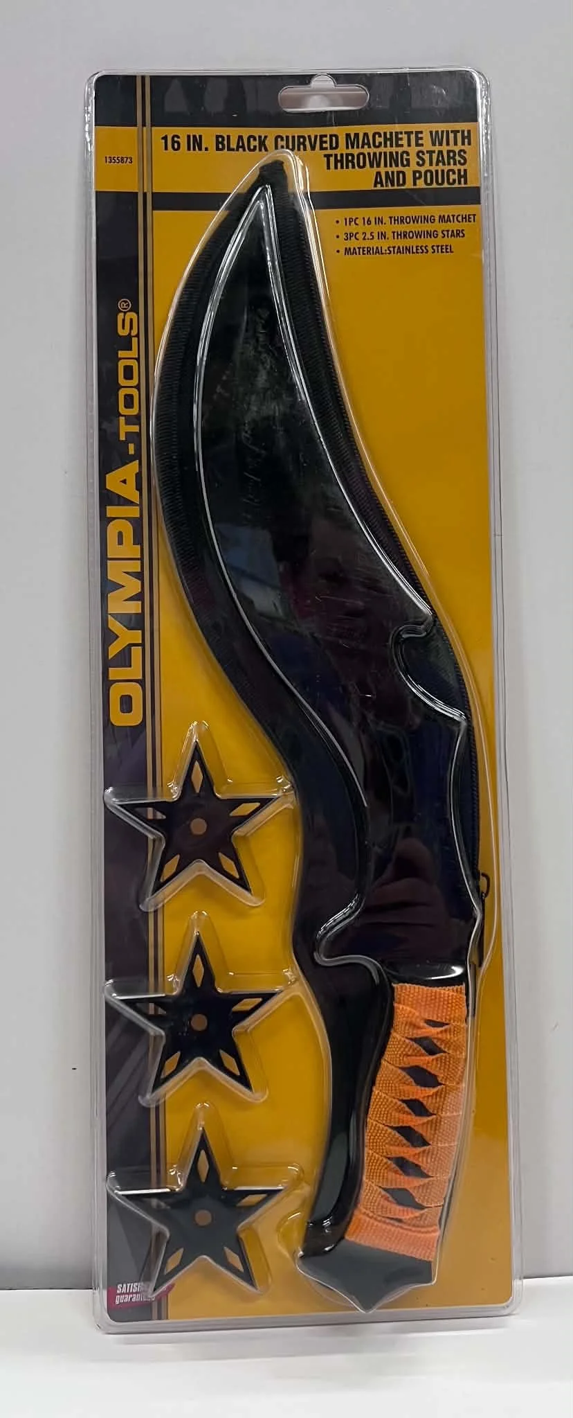 16-inch Curved Machete & Throwing Star Set with Pouch
