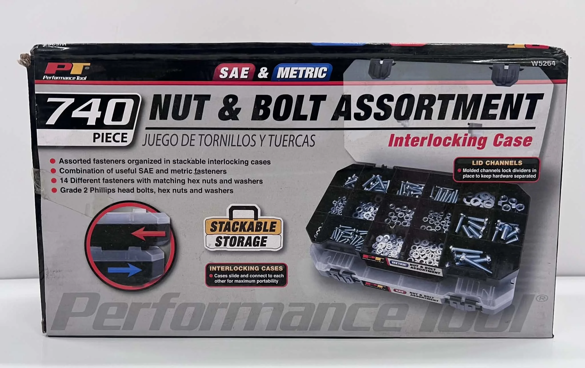 740-Piece Nut & Bolt Assortment with Interlocking Case