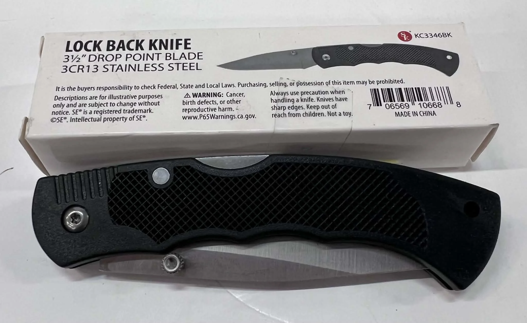 3.5-inch Black Stainless Steel Lock Back Knife