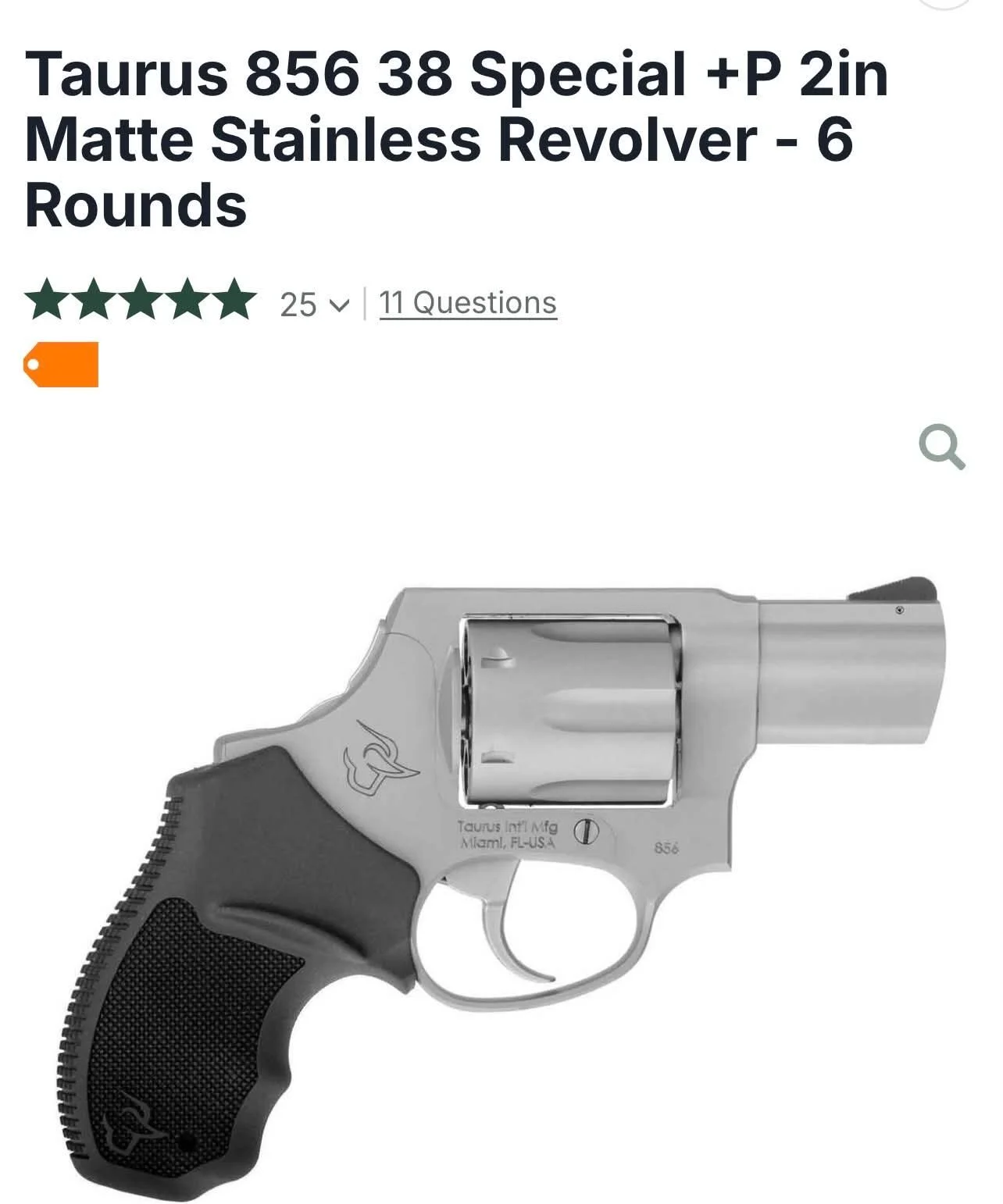 Taurus 856 Matte Stainless Revolver