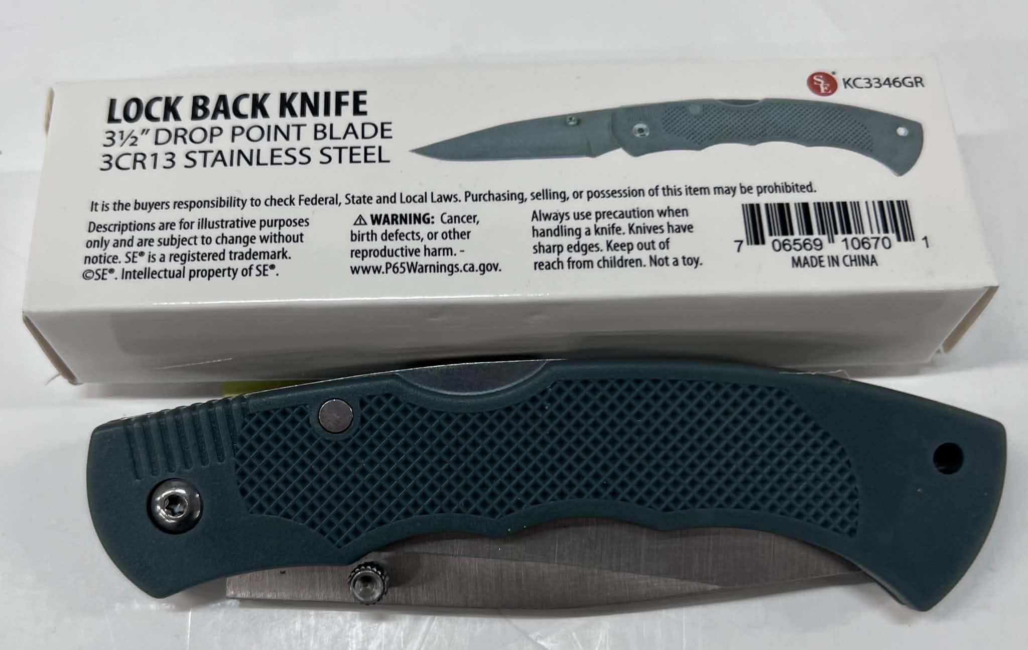 3.5" Gray Stainless Steel Lock Back Knife