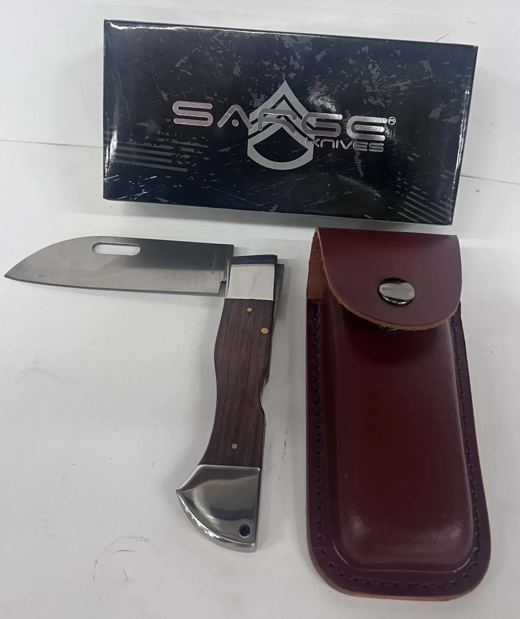 Sarge Folding Utility Knife with Leather Sheath