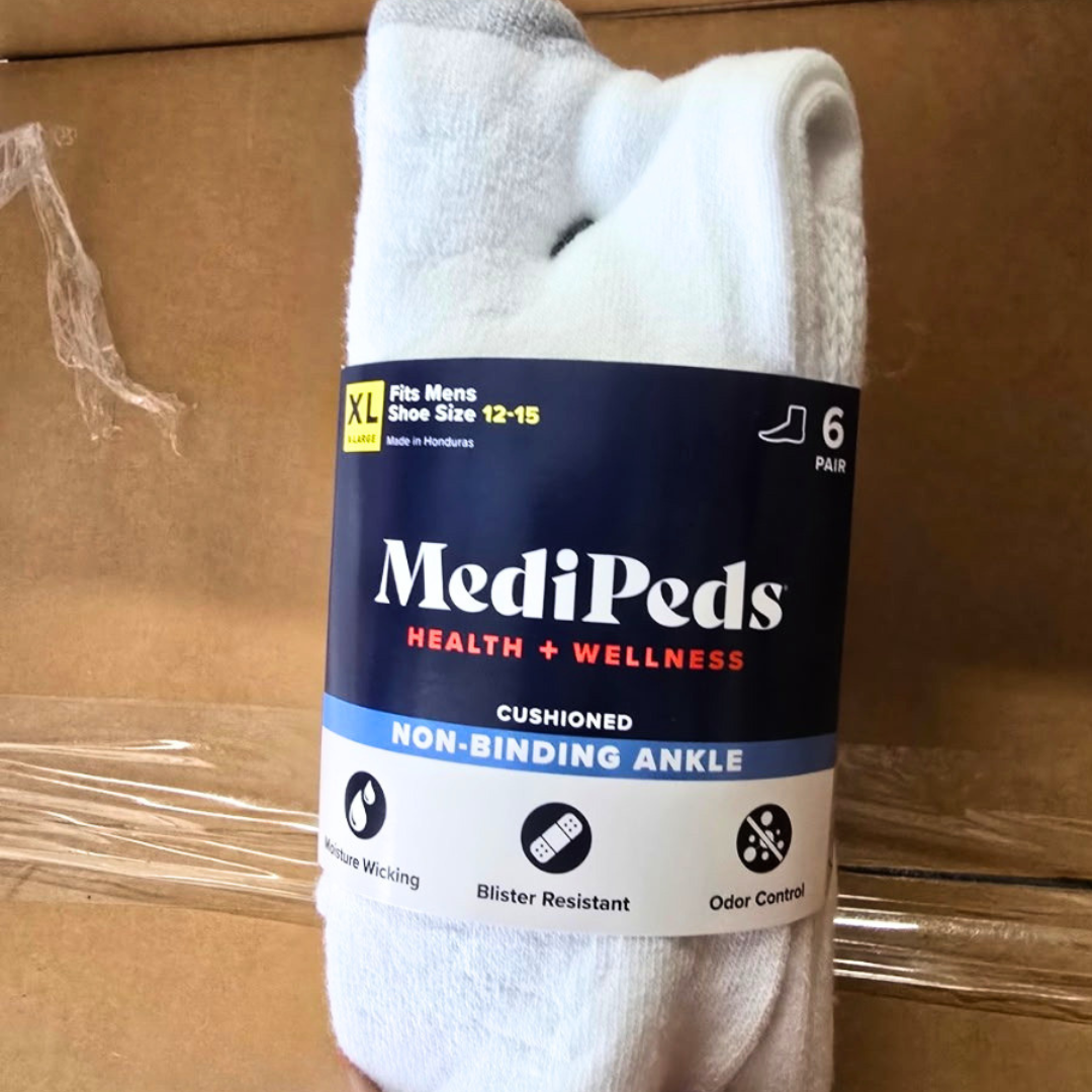 MediPeds Men's Non-Binding Crew Socks, 6-Pairs, XL