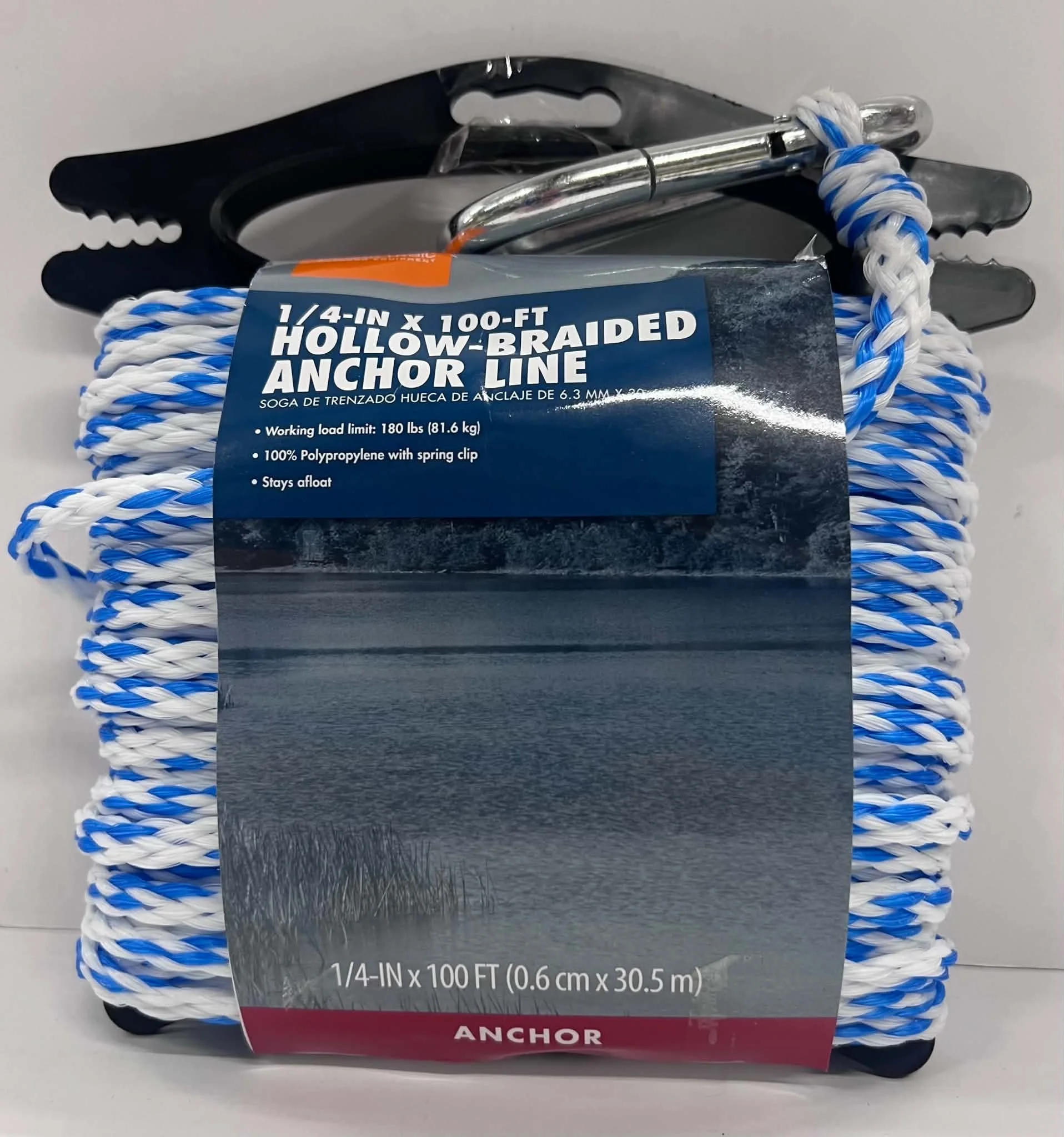 1/4-Inch 100FT Hollow-Braided Anchor Line