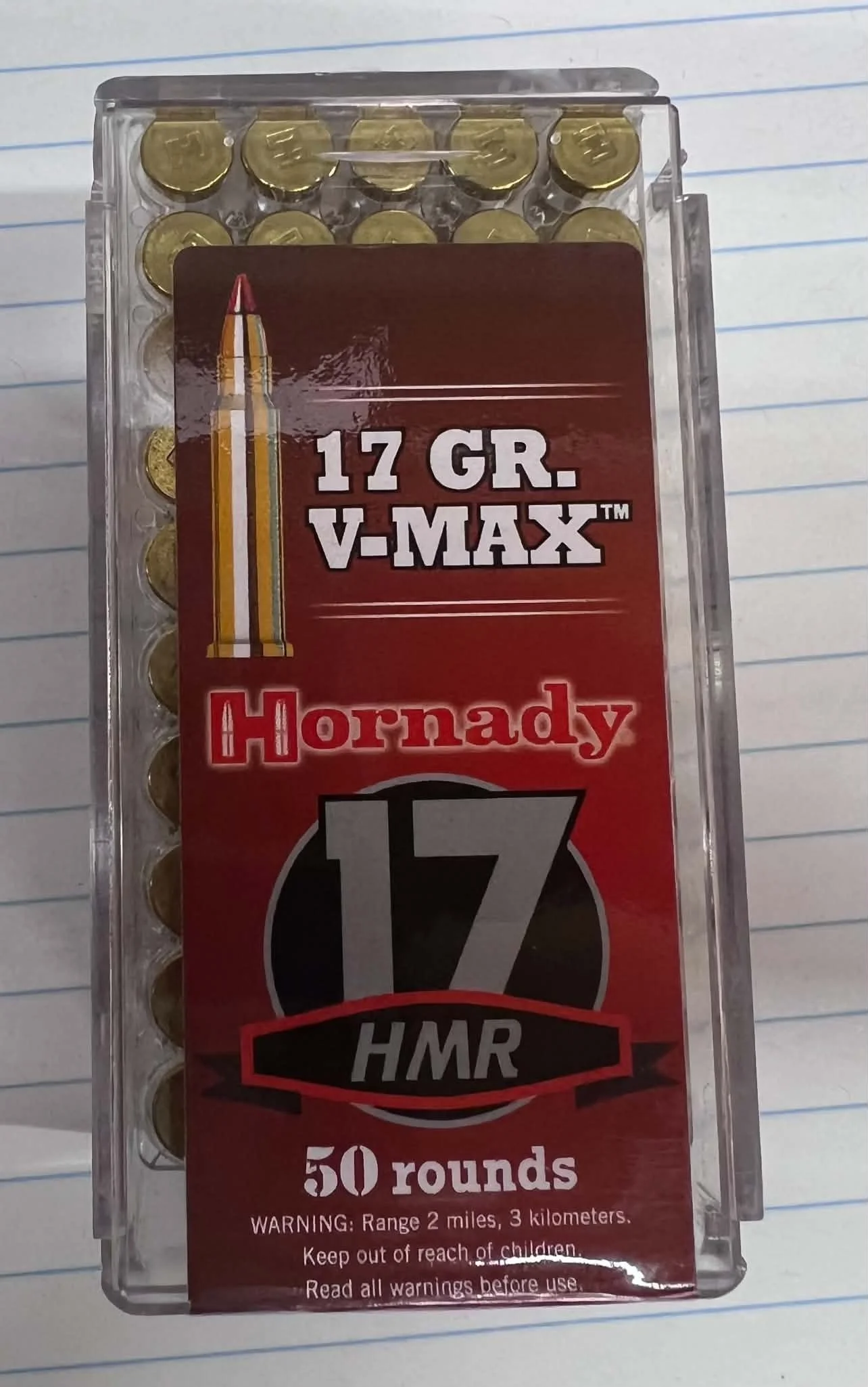 Hornady 17 HMR 17 GR V-Max Ammunition - 50 Rounds