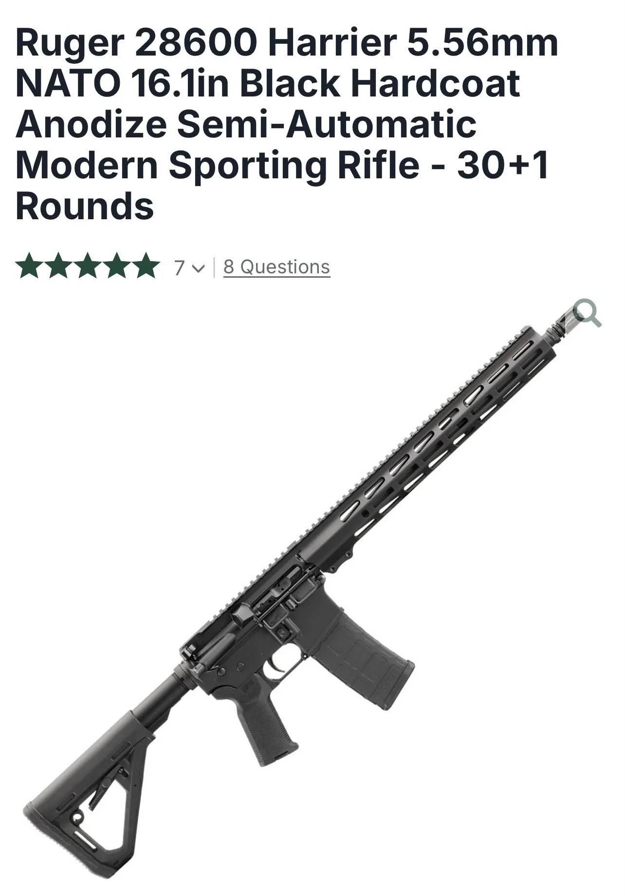 Ruger 28600 Harrier Semi-Automatic Sporting Rifle