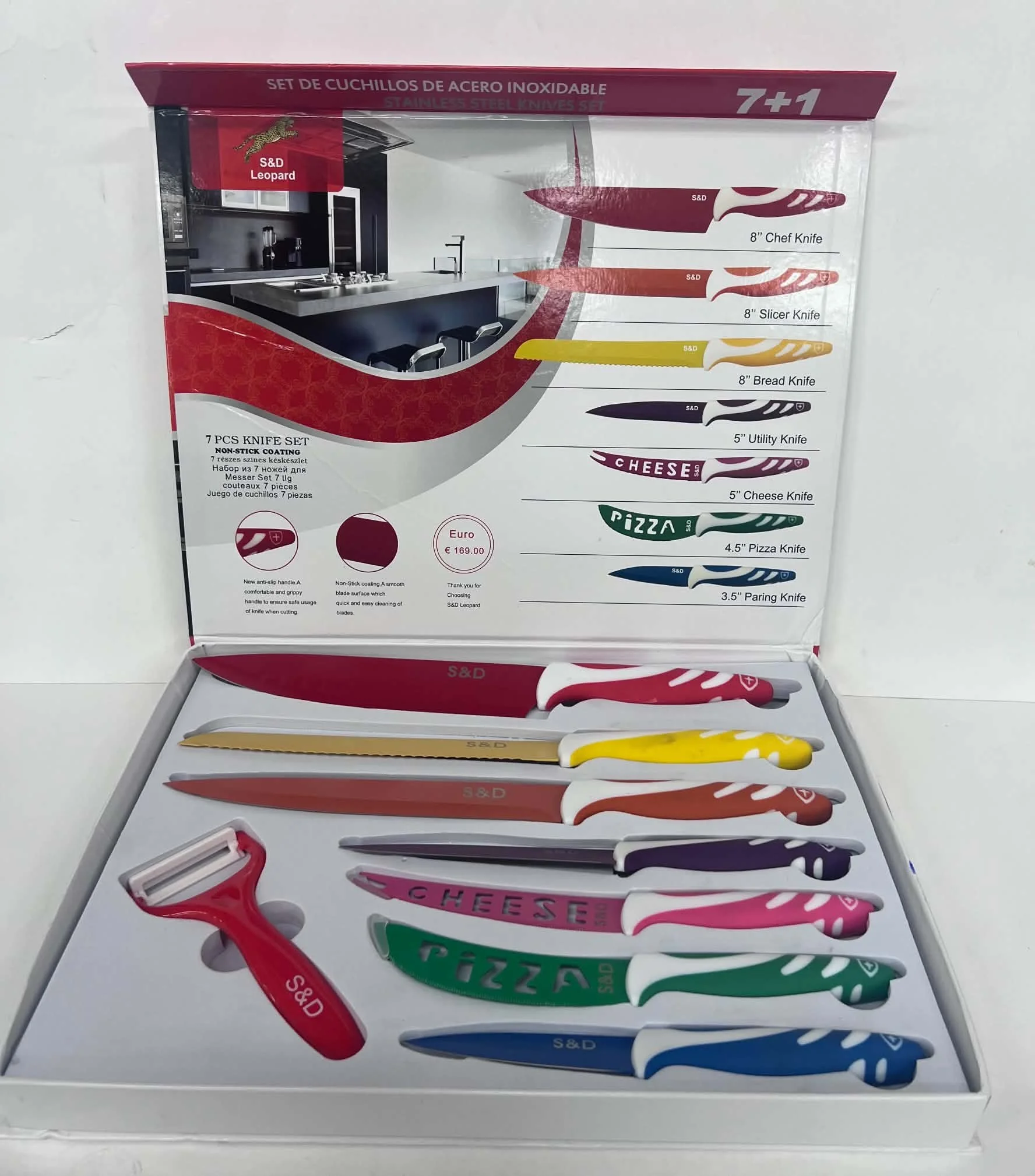 7-Piece Stainless Steel Colored Knife Set