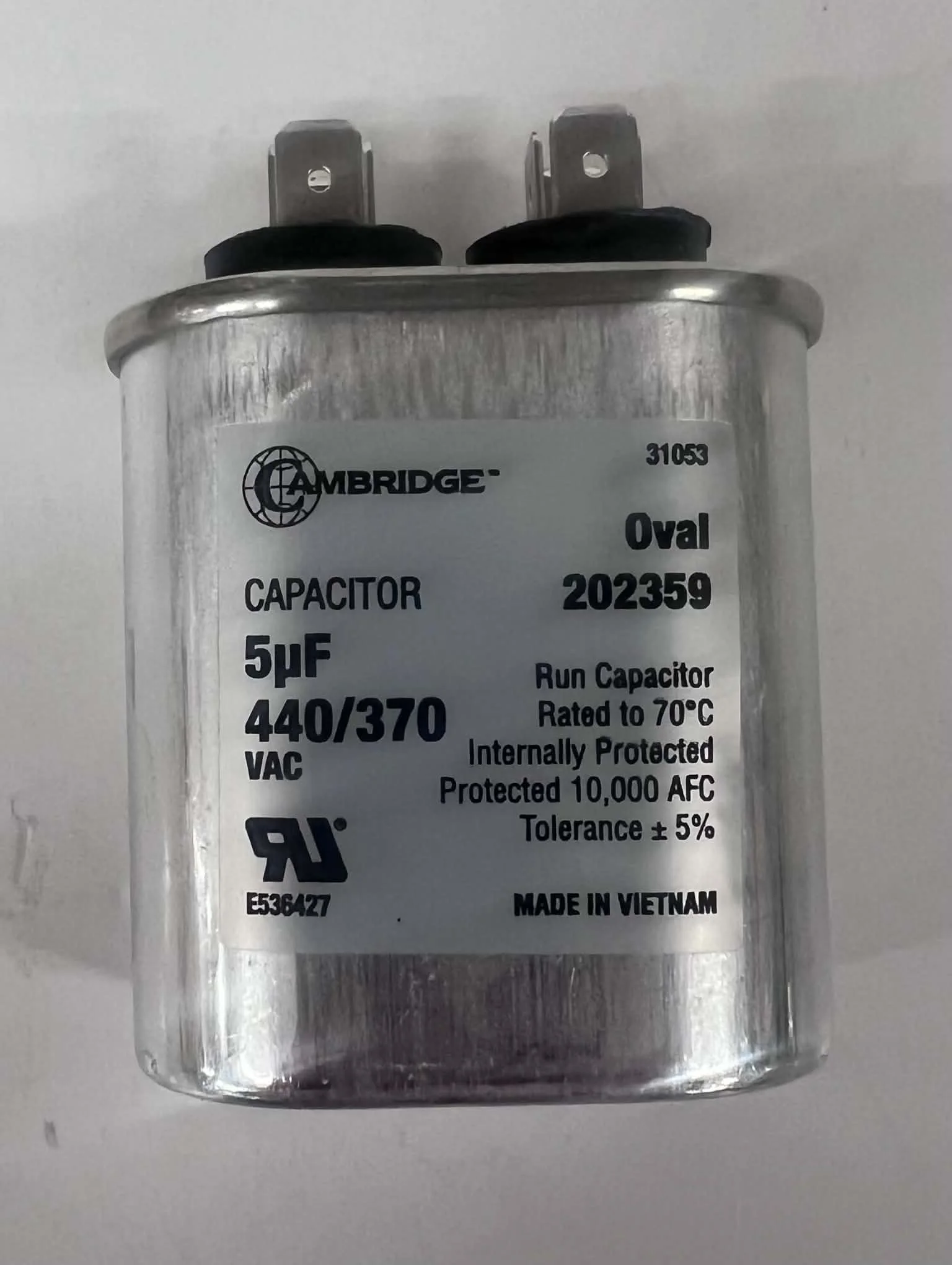Cambridge 5µF Run Capacitor 440/370 VAC