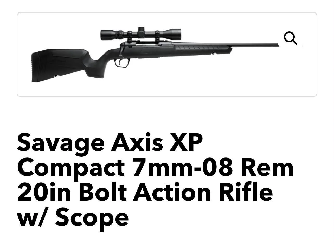 Savage Axis XP Compact 7mm-08 Rem Bolt Action Rifle with Scope
