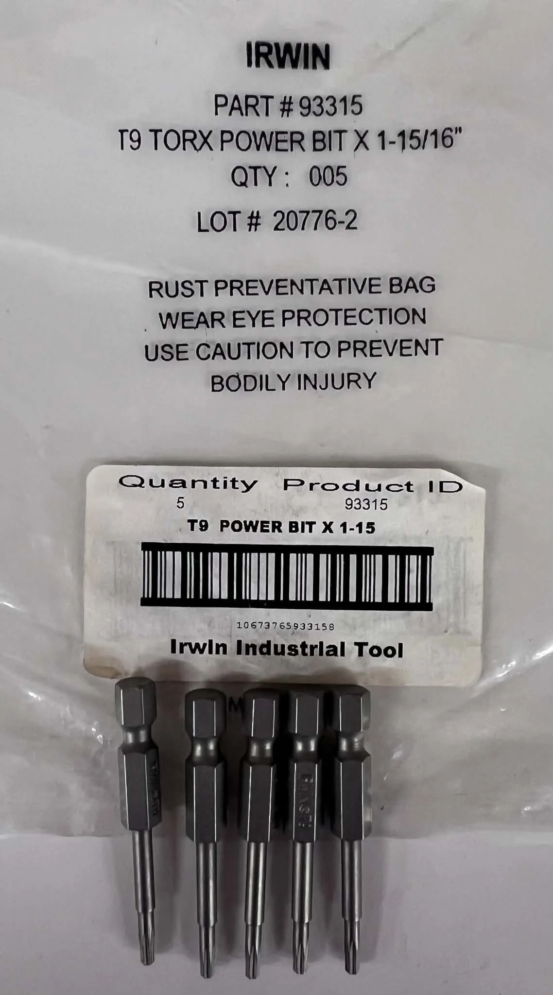 IRWIN T9 Torx Power Bit Set - 5 Piece