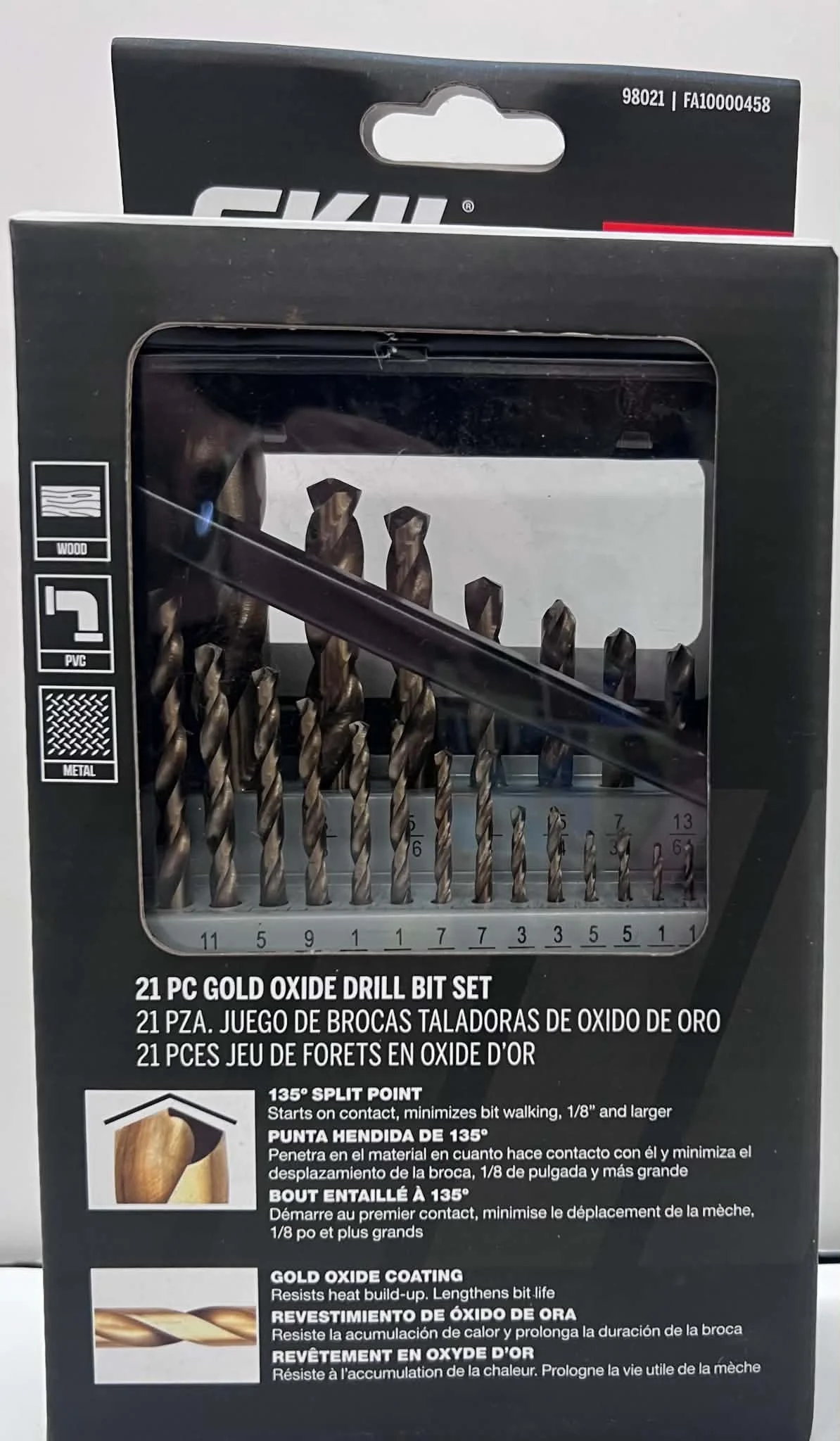 21 PC Gold Oxide Drill Bit Set
